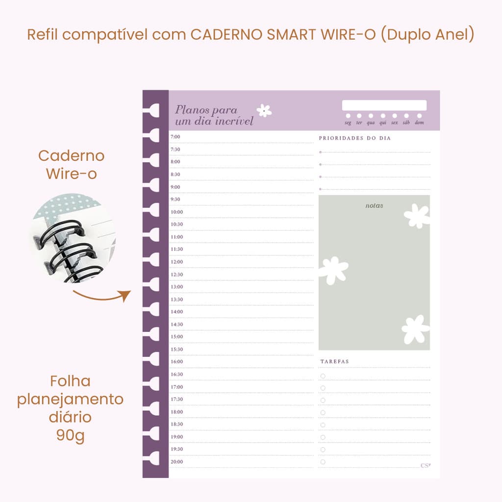 REFIL DE FOLHAS PARA CADERNO | REFIL DE FOLHAS PLANEJAMENTO DIÁRIO | REFIL CADERNO SMART | REFIL CADERNO INTELIGENTE