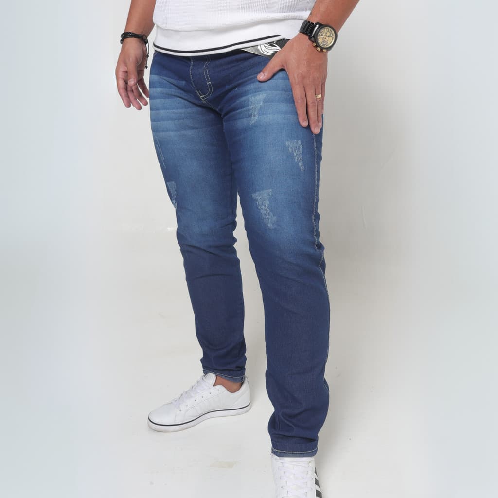 Calça Jeans Maculina Slim Preta Azul Elastano Premium Moda Presente Pai