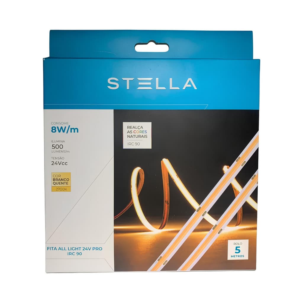 FITA ALL STELLA LIGHT LED PRO 24V 2700K 8W/M 5 METROS IRC 90 8MM IP20 STH20820/27