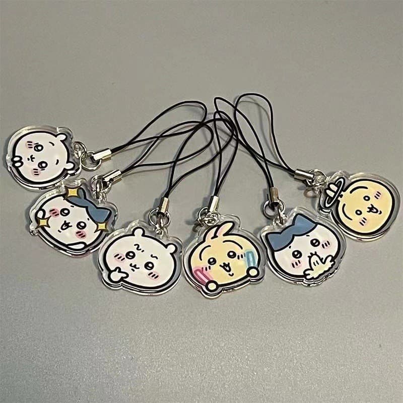 Chiikawa Corrente De Telefone Fofa Hachiware Usagi Acrílico Corda Chaveiro Pingente Cordão Bolsa Decoração Charmosa