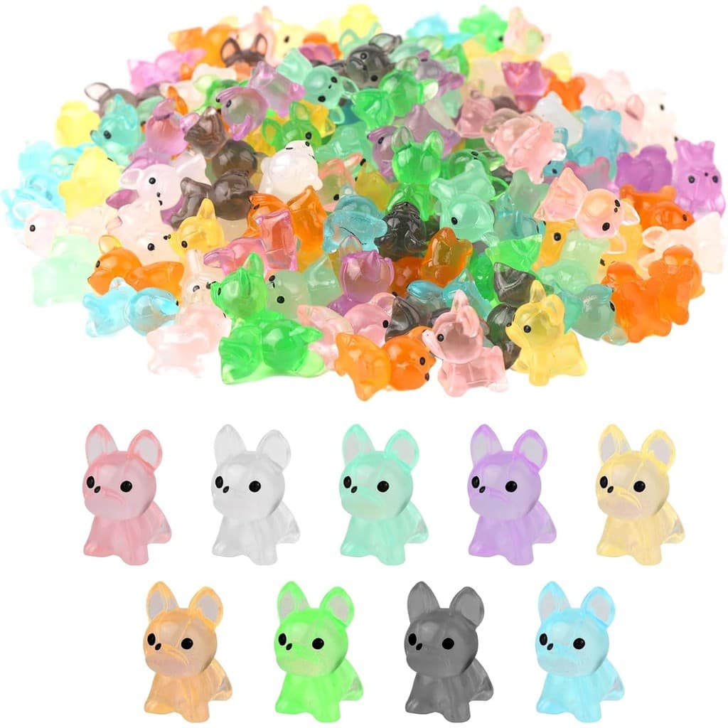 10/50/100 Peças Mini Cães De Resina Luminosos , Figuras De Cachorro Em Miniatura Fofas , Pequenas Que Brilham No Escuro
