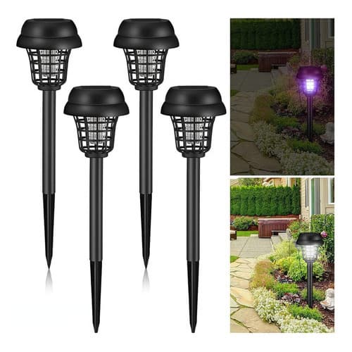 Kit 4 Repelente Solar Jardim Lampada Espanta Mosca Ar Grama