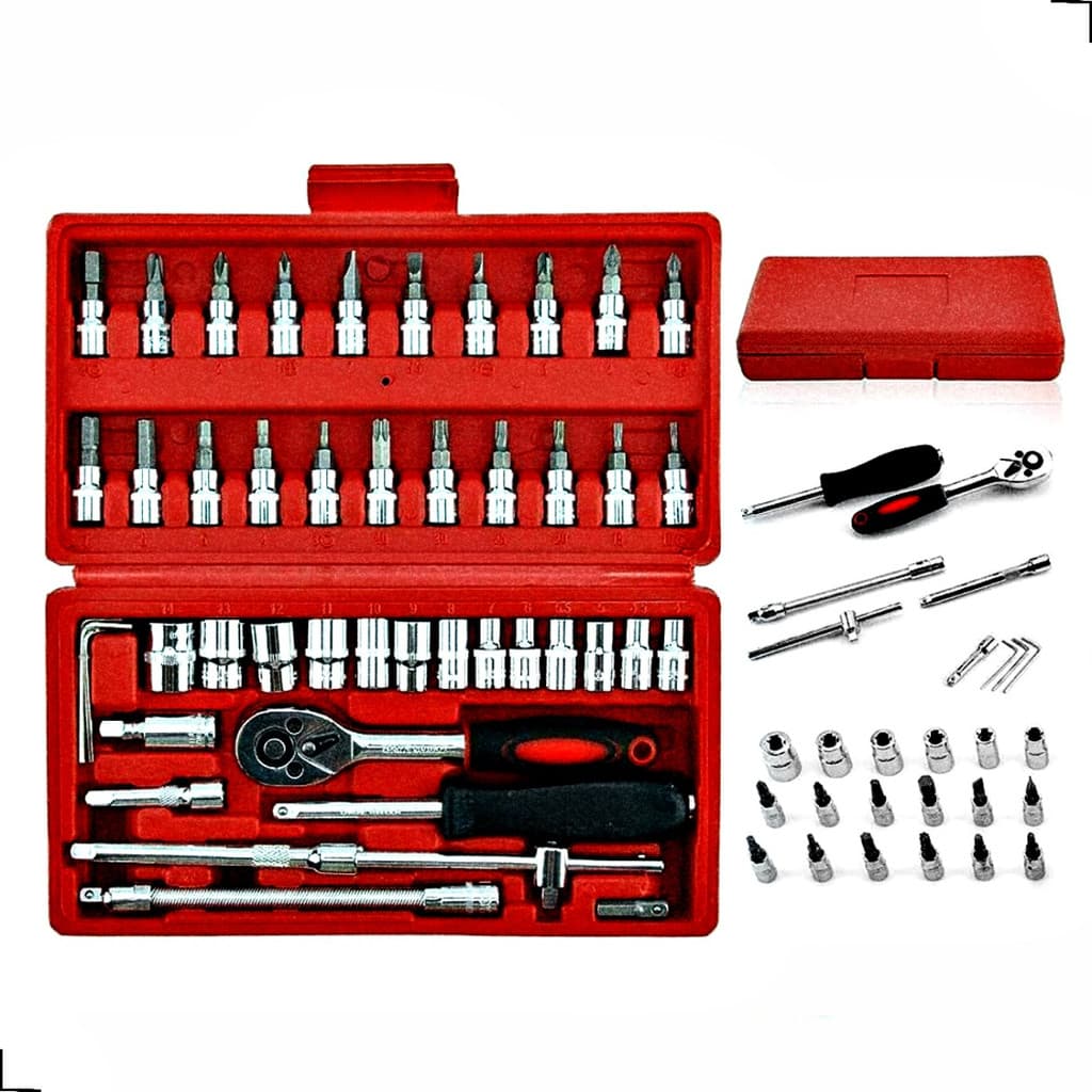 Kit Ferramentas em Aço com Maleta Jogo 46 Peças Portátil