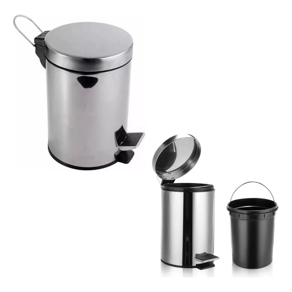 Lixeira Aço Inox 7 Litros Pedal Cesto Removível Lixo Casa Cozinha Banheiro