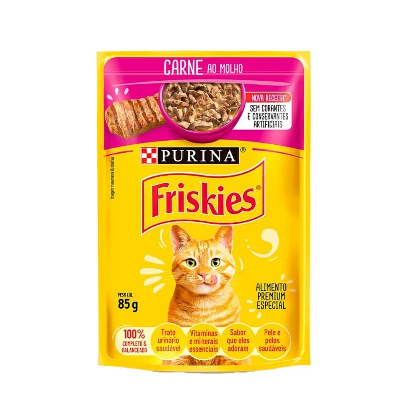 SACHÊ FRISKIES GATOS ADULTOS CARNE AO MOLHO 85GR