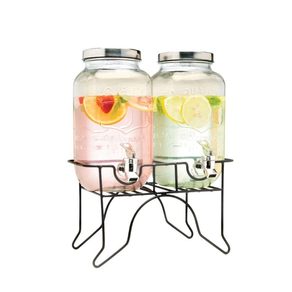 SUQUEIRA DUPLA VIDRO 10 LITROS COM SUPORTE KIT CONJUNTO DISPENSER REFRESQUEIRA LUXO PROFISSIONAL