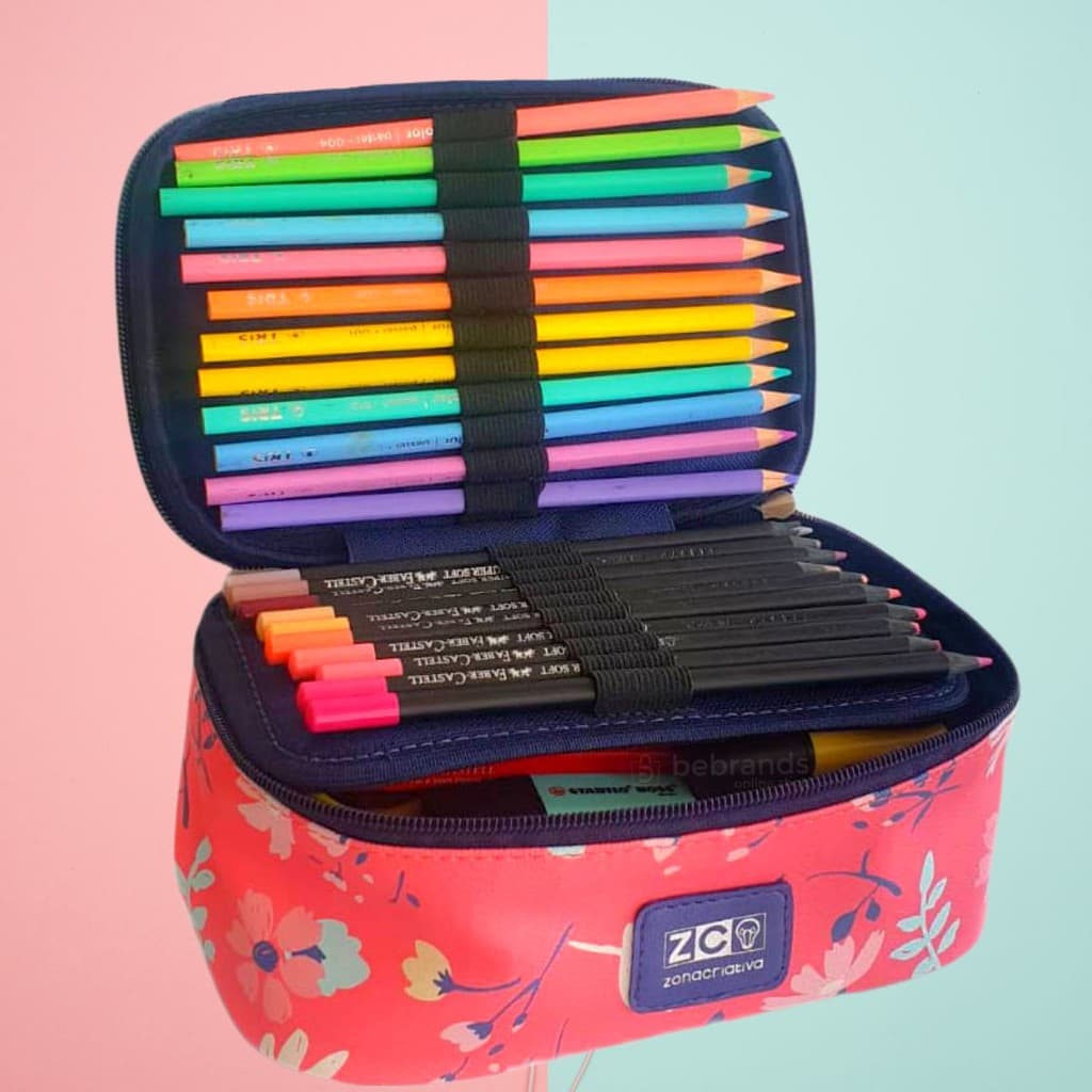 Estojo Box Escolar 100 Pens Floral