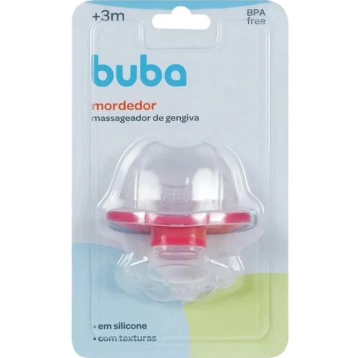 MORDEDOR PARA BEBÊ BUBA MASSAGEADOR GENGIVA ALIVIO DENTE BEBE ROSA
