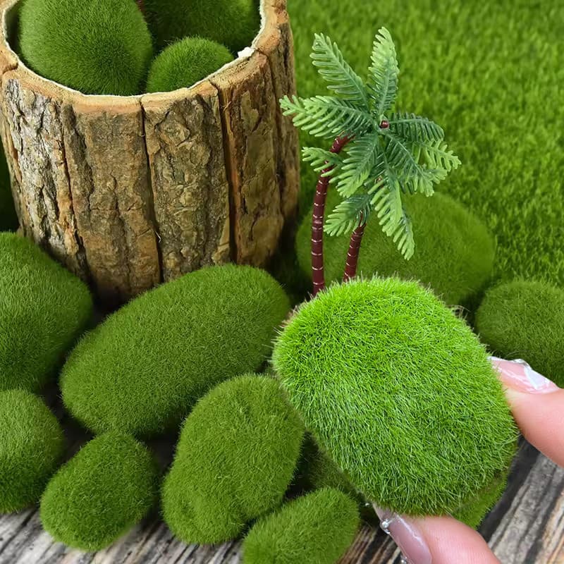 Pedras De Musgo De Paisagem Em Miniatura De 20 Unidades-Decoração De Espuma Realista Com Superfície Flocada , Tamanhos D