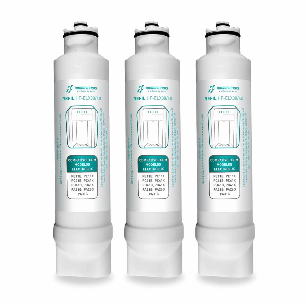 Kit 3 Refil Purificador Filtro Elétrico Água Compatível Electrolux HF-ELX30/40 HidroFiltros 903-0572