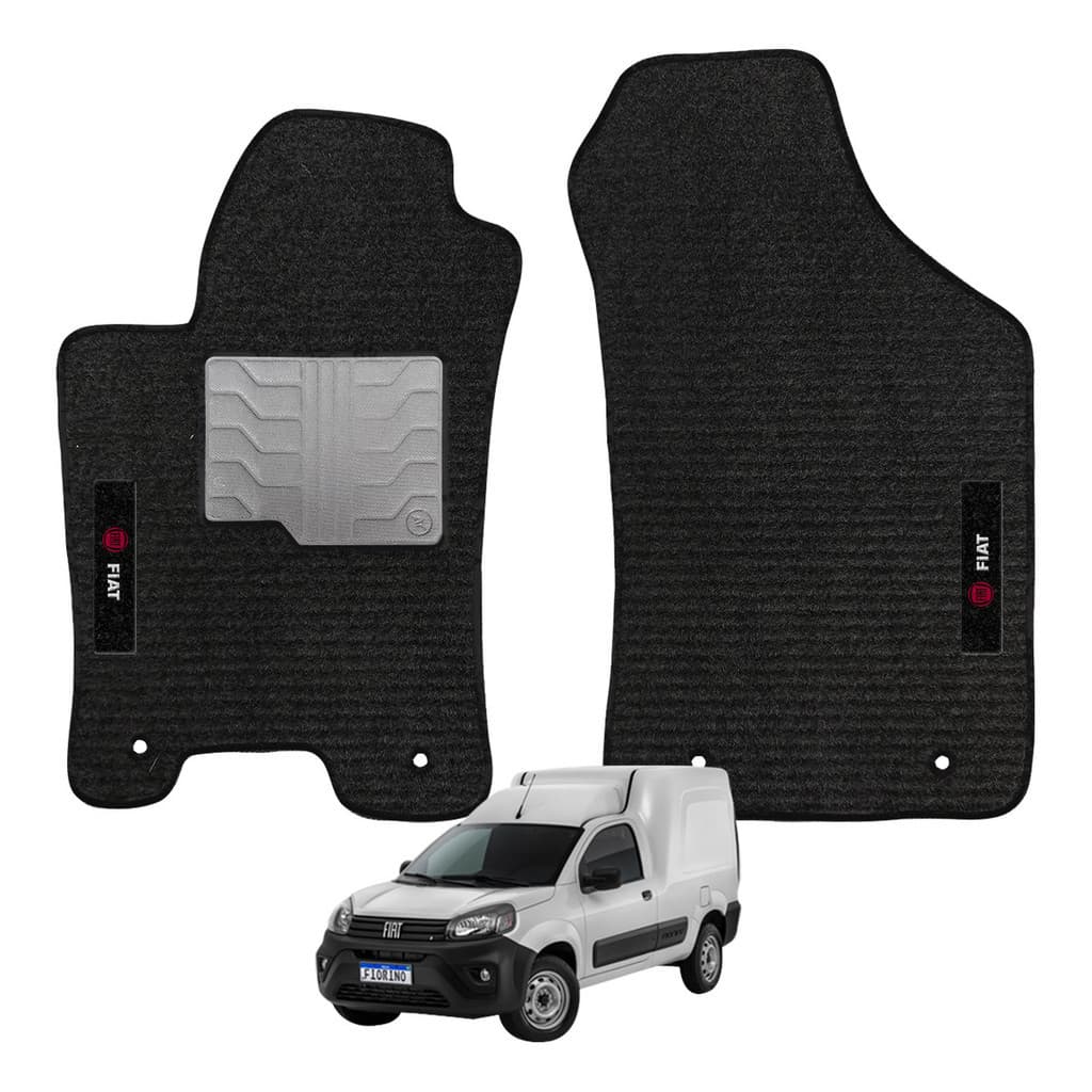 Kit de tapetes 2 peças específico Fiorino 1977 / 2024 Carpete Preto