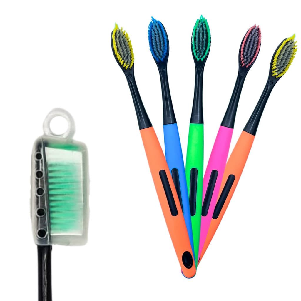 Kit 250 Escova de Dente Adulto Com Cerdas Macias e Capa Protetora Higiênica Excelente Qualidade