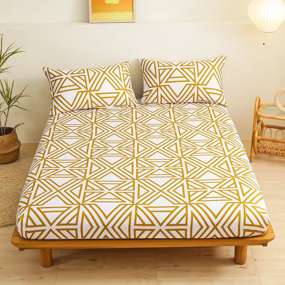 Jogo de Lençol Casal Queen 3 Peças 1,98m x1,58m x 0,3m de Altura Estampas Sortidas Box Size Cama Kit