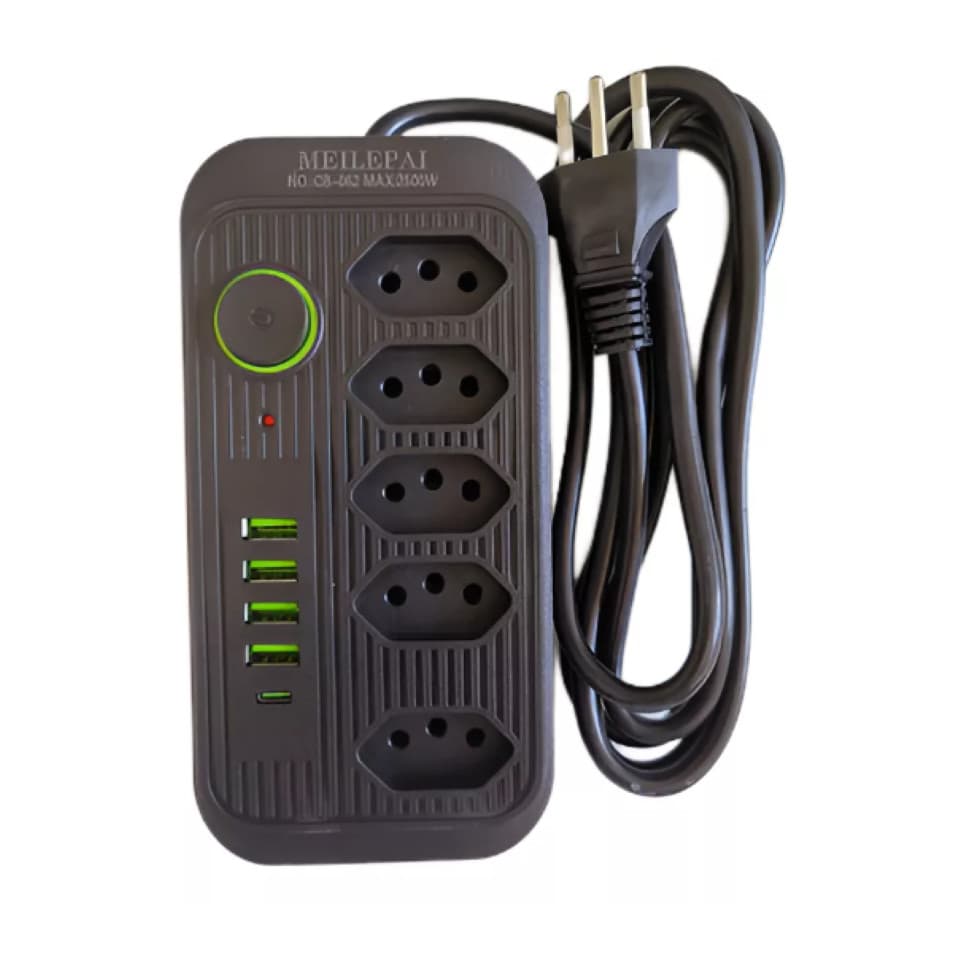 Extensão Filtro De Linha Segurança Cabo De 2m Usb E Tipo C bivolt 110V/220V