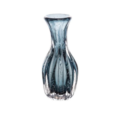 Vaso Vidro Italy Tipo Murano Azul 9.5x20cm