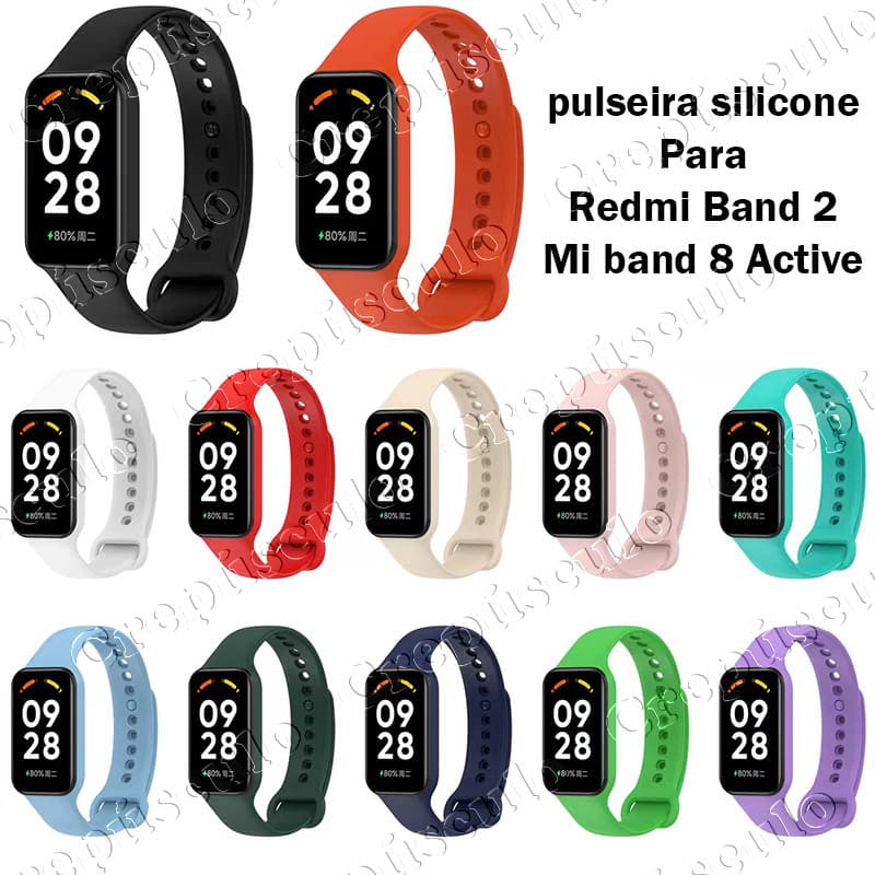 pulseira silicone para Redmi Smart Band 2/Mi Band 8 Active
