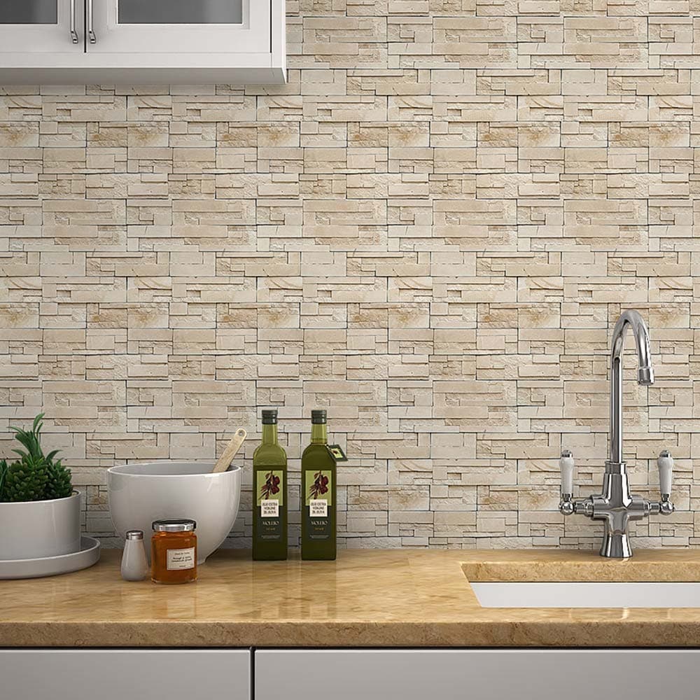 Papel de Parede Adesivo de Pedras Realista para Sala Cozinha e Quarto