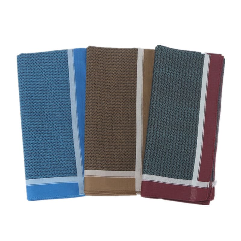 3 Pçs 43x43cm Algodão Jacquard Fio Tingido Vintage Cor Escura Masculino Lenço De Negócios Terno Bolso Toalha De Mão