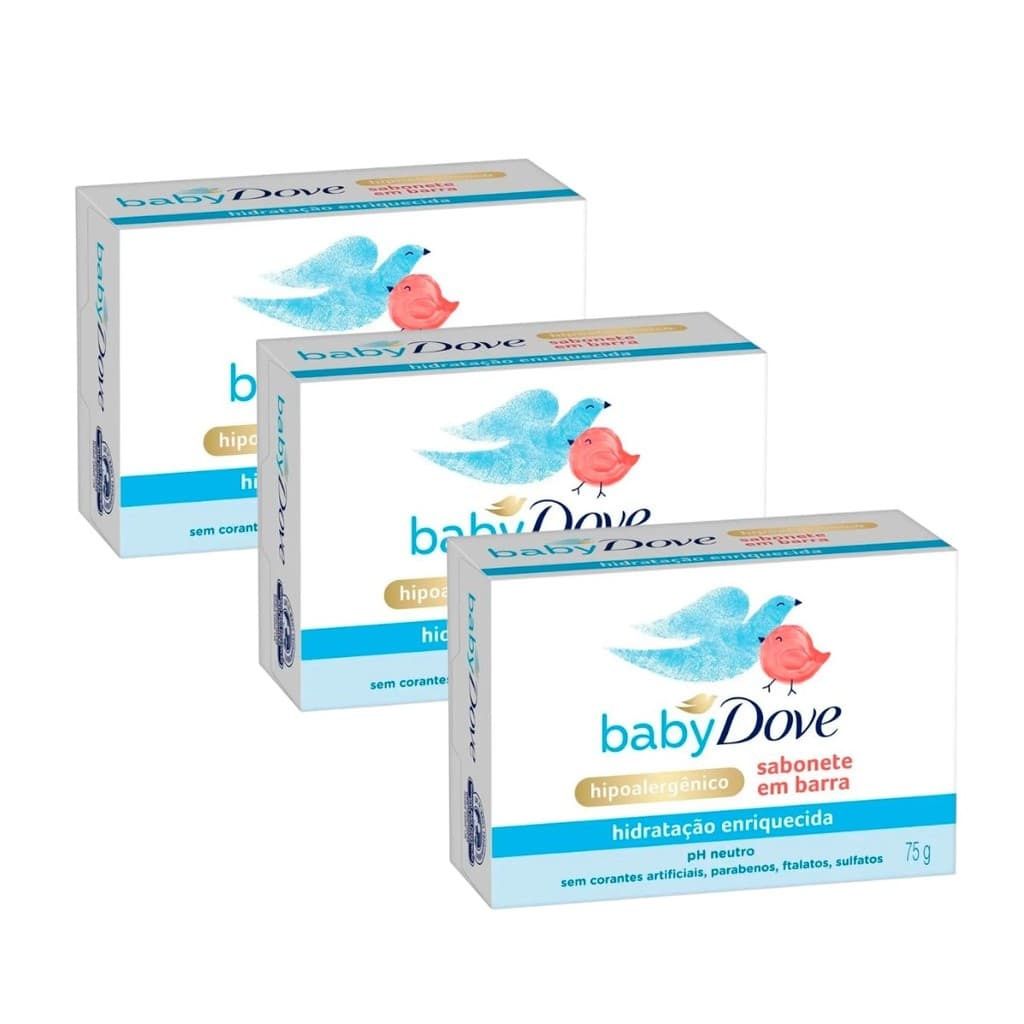 Dove Baby Kit 3un Sabonete em Barra Hidratação Enriquecida - 75g