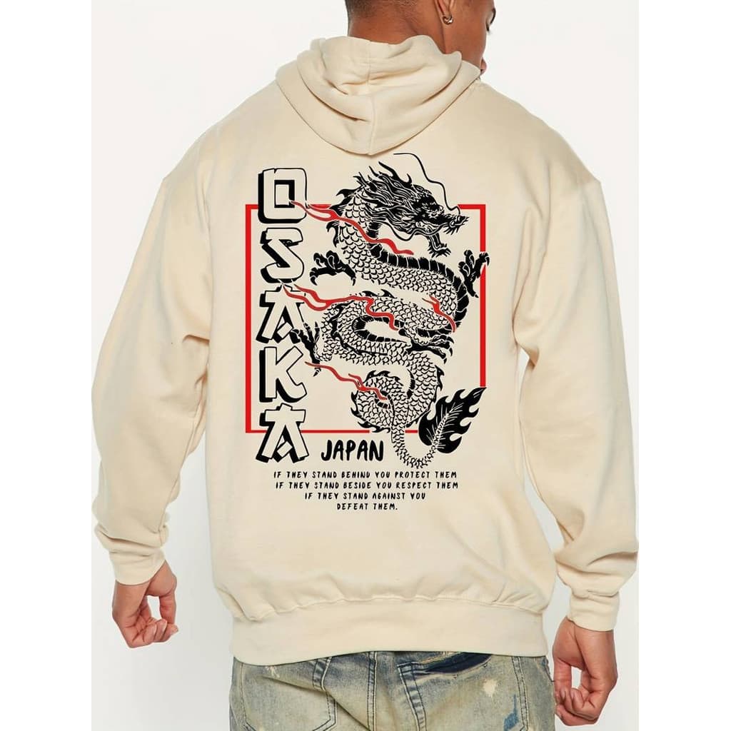 Moletom Canguru Japonês Dragão Estampado Osaka Jovens Street