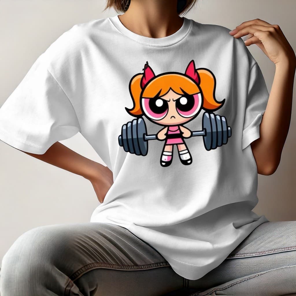 Camiseta unissex Academia florzinha Meninas Super Poderosas Algodão Camisa Gola Redonda maromba