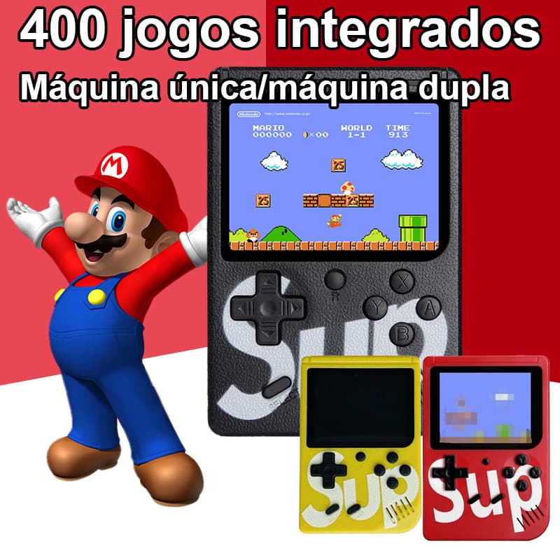 Mini 400 jogos Nintendo, vídeo portátil, jogos clássicos retro, com controle para 2 pessoas