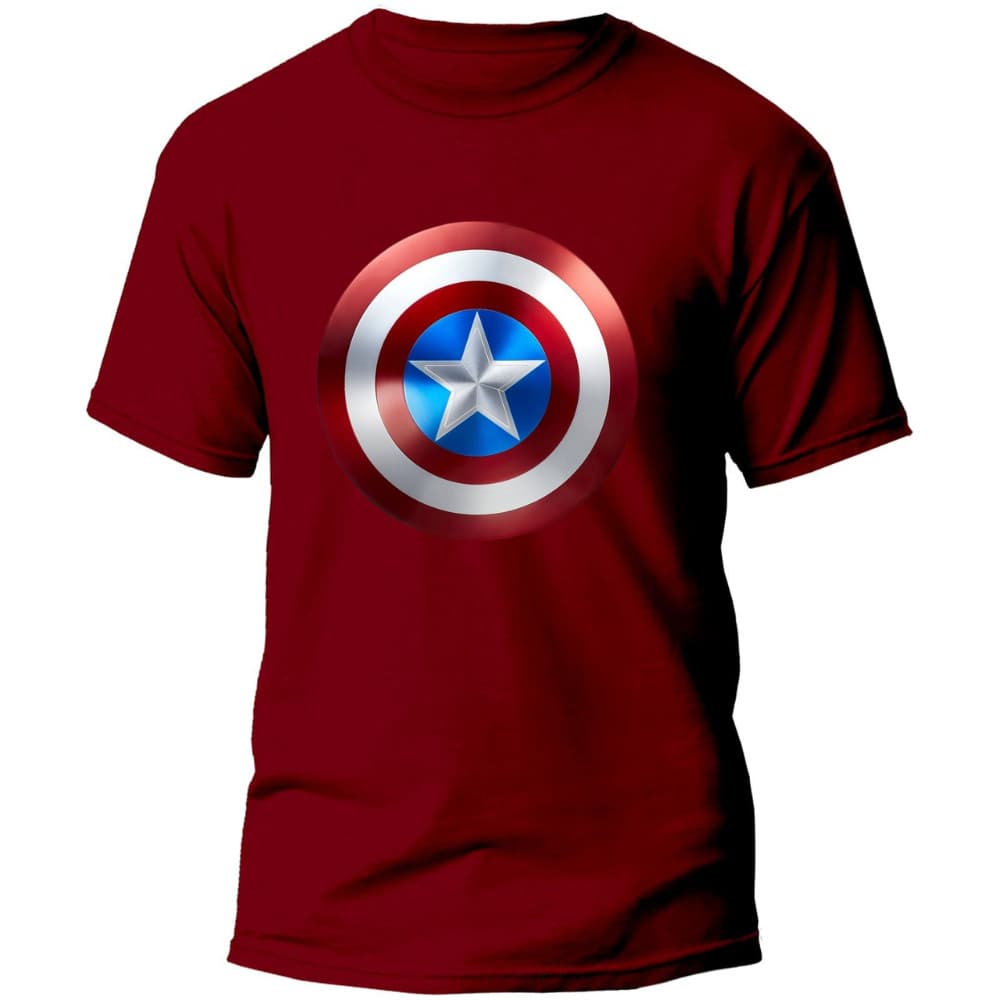Camiseta Escudo Capitão América Unissex 100% Algodão Macia Lançamento Moda Atual