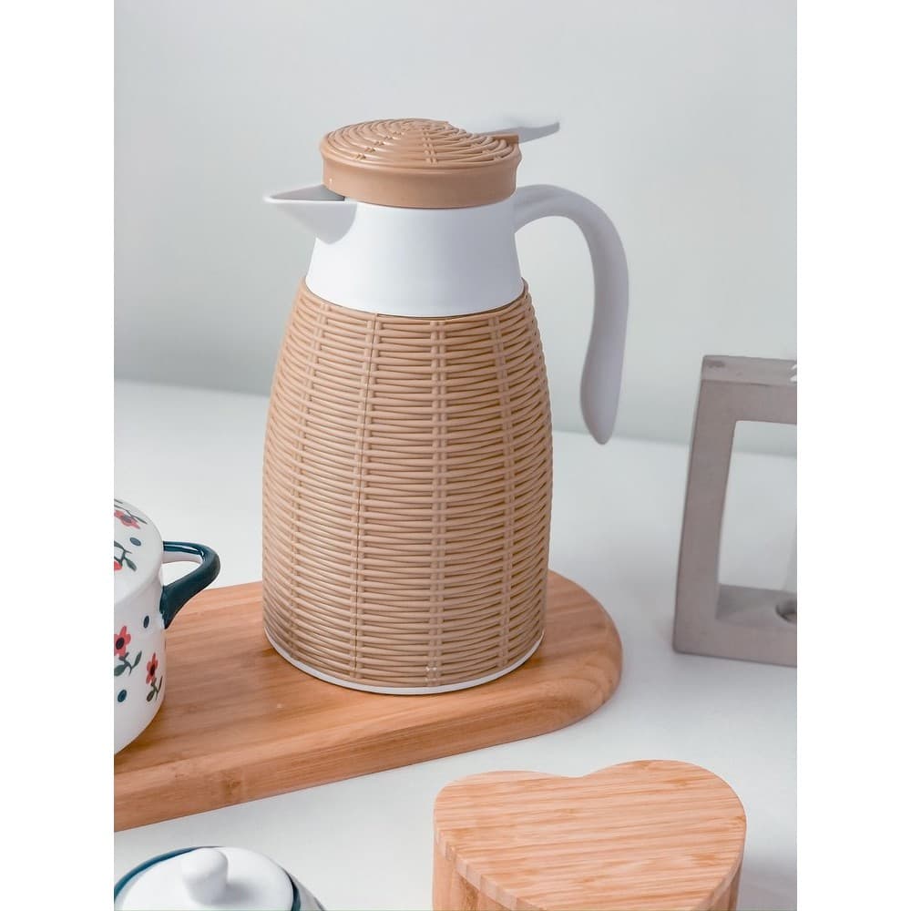 Garrafa Térmica com Rattan de Plástico Tress 1 Litro Marrom