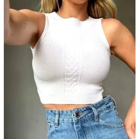 Cropped Tricot Modal Trança Central / Cropped Trança Central / Cropped Trico Modal / Blusinha Feminina / Cropped Regata