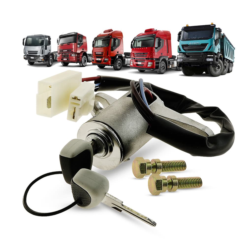 Trava de Direção Com Cilindro Com Comutador Iveco Cavallino Cursor Eurocargo Eurotech Stralis Tector Trakker