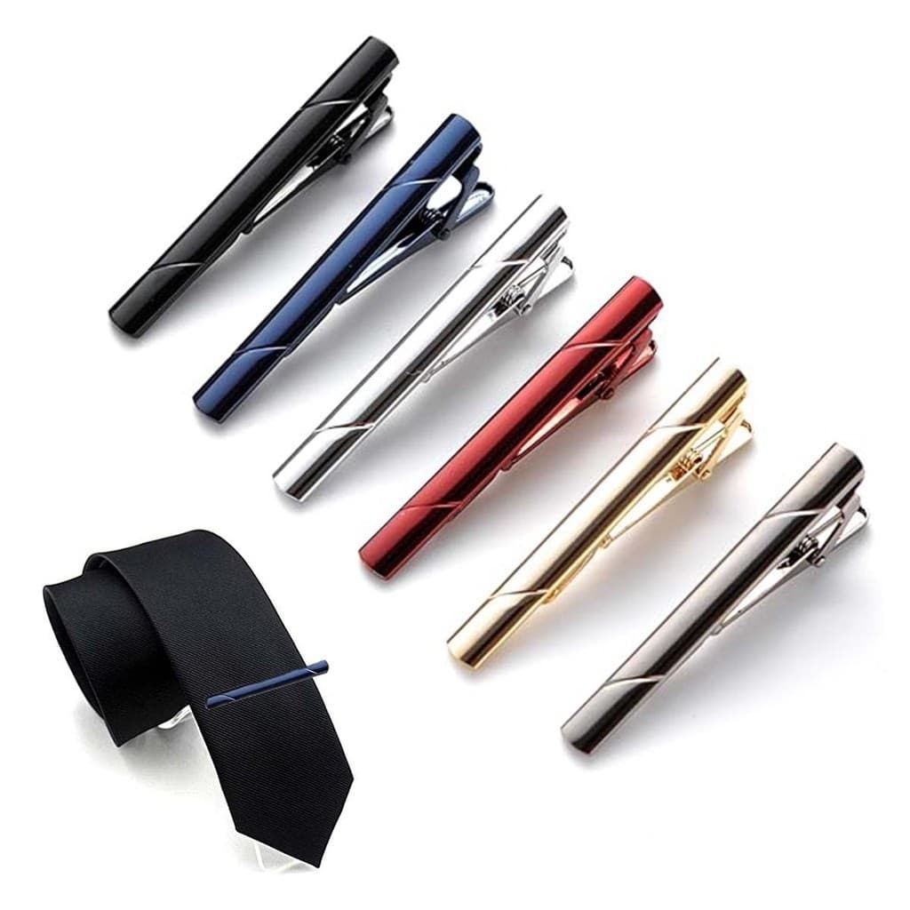 6 Peças De Prendedor De Gravata Para Homens , Barra , Clipe , Alfinete , Dourado , Preto , Prata , 6 Cores KRKG