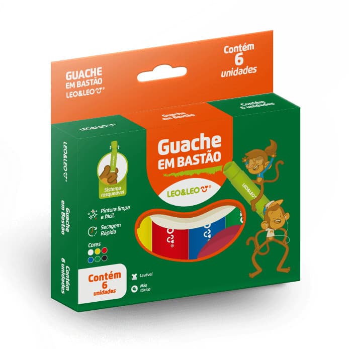Guache Bastão 6 Cores - LeoeLeo Leonora