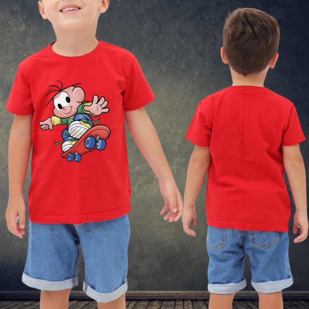 Camiseta Infantil Cebolinha Masculino e Feminina Personagem Turma da Mônica Fantasia Blusa Qualidade Premium Algodão