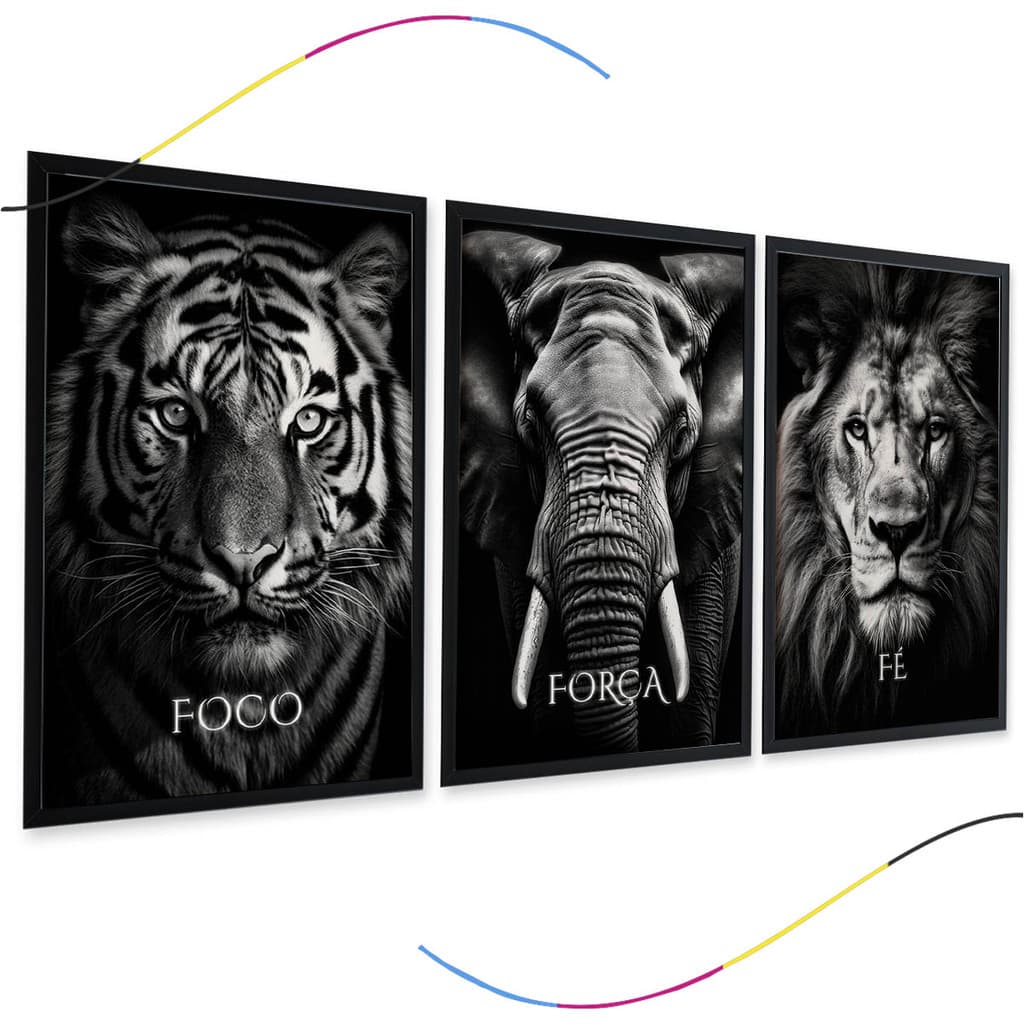 Quadro motivacional com leao para decoracao de parede do quarto, sala, escritório