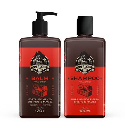 Kit Balm e Shampoo Barba Negra Para Barba Don Alcides
