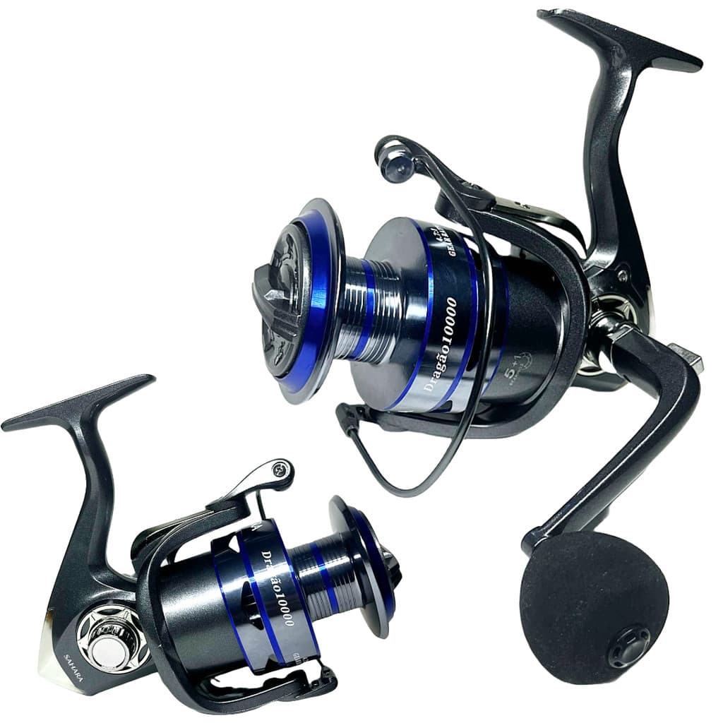 MOLINETE DE PESCA PESADA SAHARA DRAGAO 10000 - 6 ROLAMENTOS - DRAG:15KG - ALUMINIO