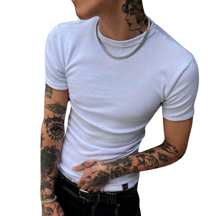 Camiseta Masculina Modelo Americano Canelada Básica