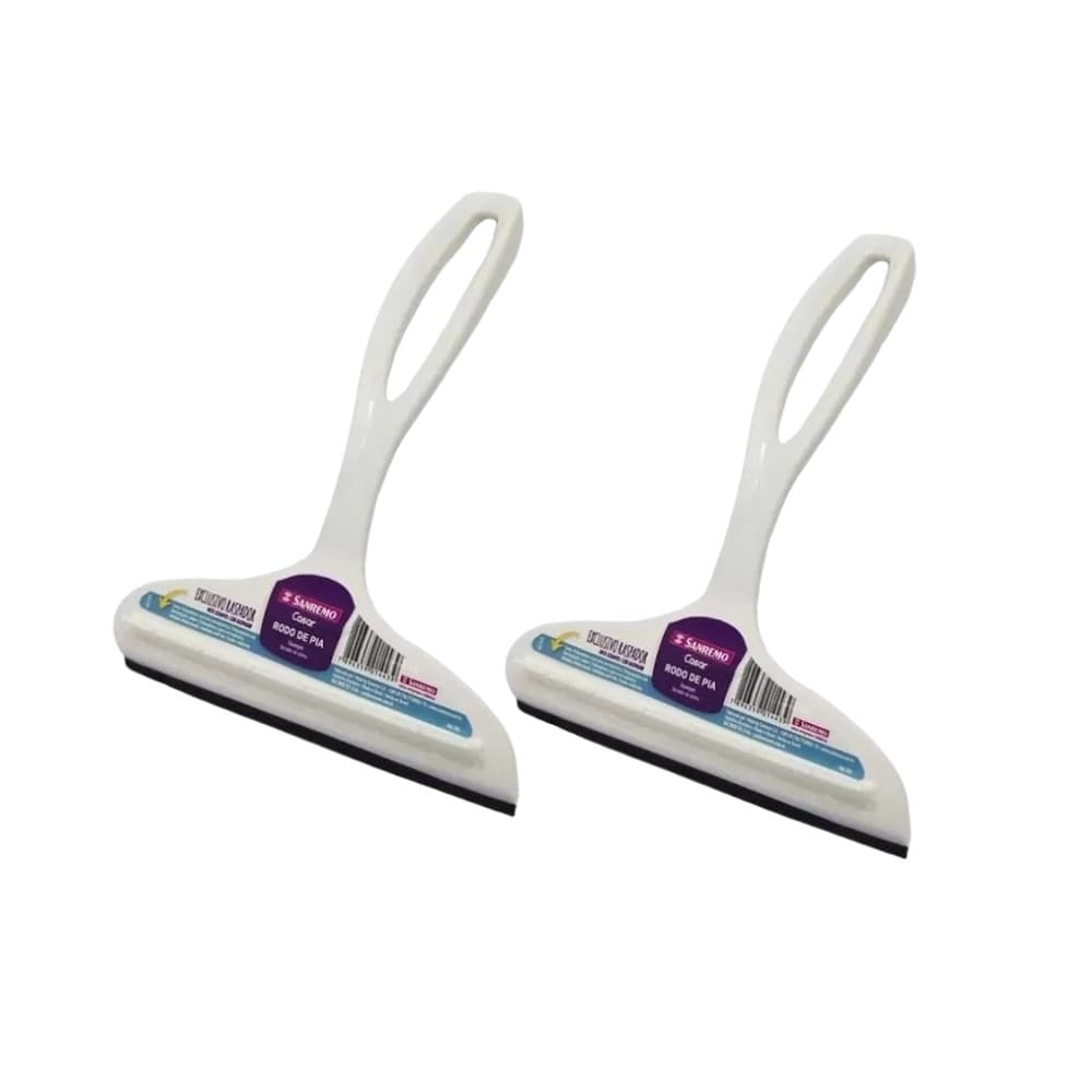 Kit 2 Rodinho De Pia Branco Sanremo Mini Rodo Plástico Resistente Cozinha Pia Limpeza Prático
