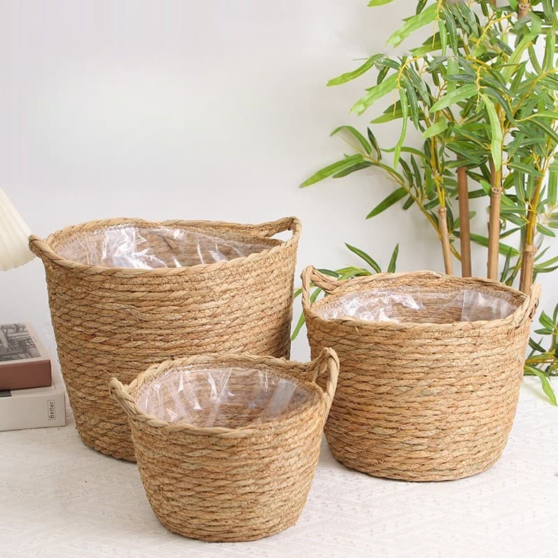 Cesta De Palha Vaso De Flores De Jardim Cestas De Flores De Rattan