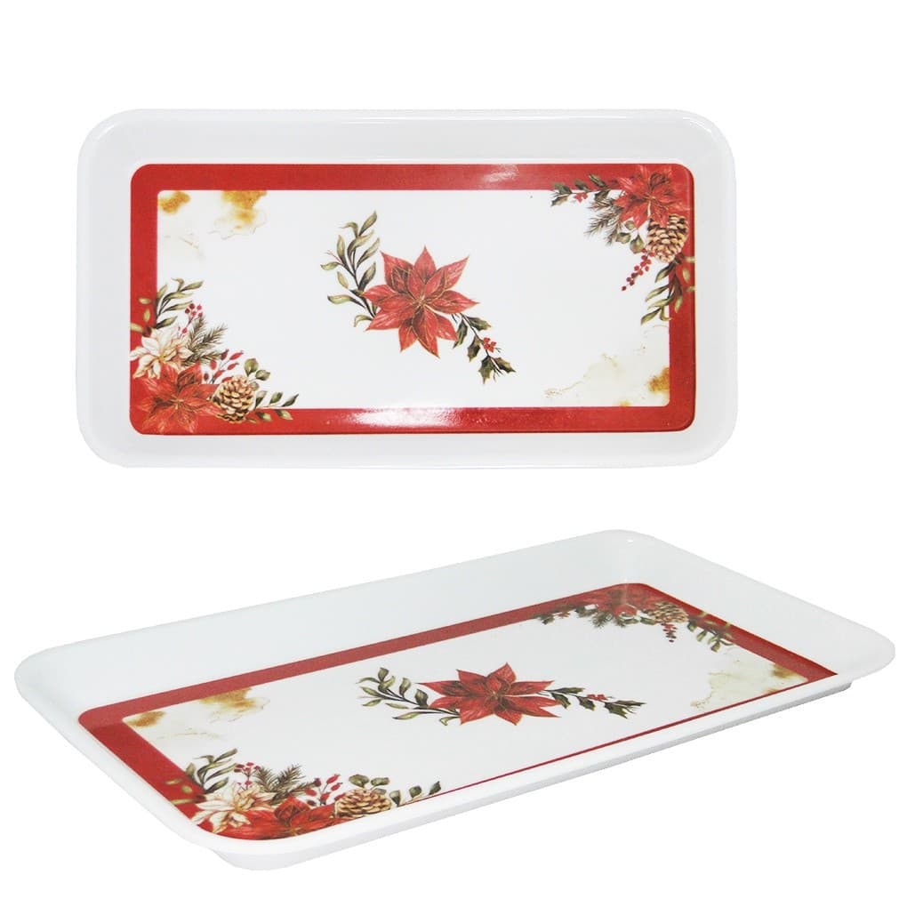 BANDEJA DE PLASTICO RETANGULAR FOLRES/PINHA NATALINA 29,5CM