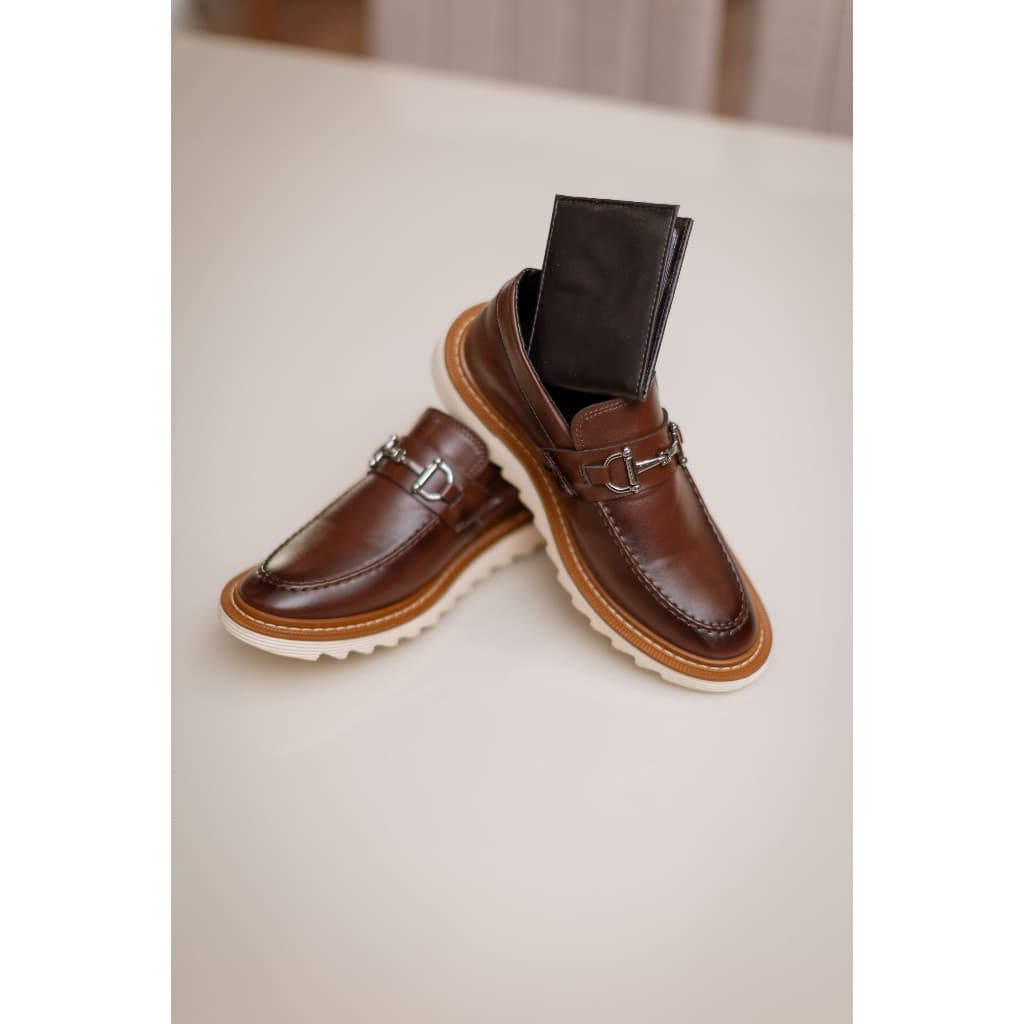Sapato Masculino + Carteira Dublin Oxford Tratorado Social Mocassim Casual Moderno Igreja Festa Dia dos Pais