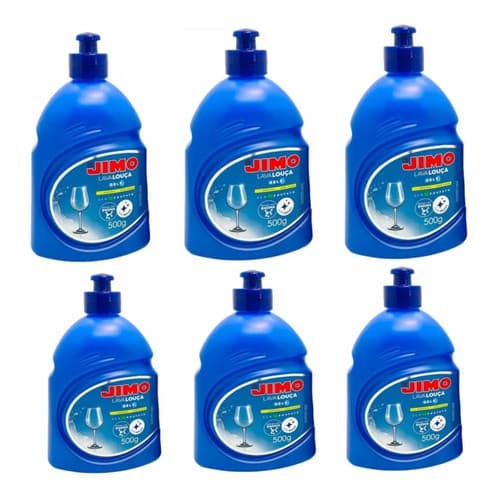 Kit Com 6 Jimo Lava Louça Gel Detergente Superbrilho 500g