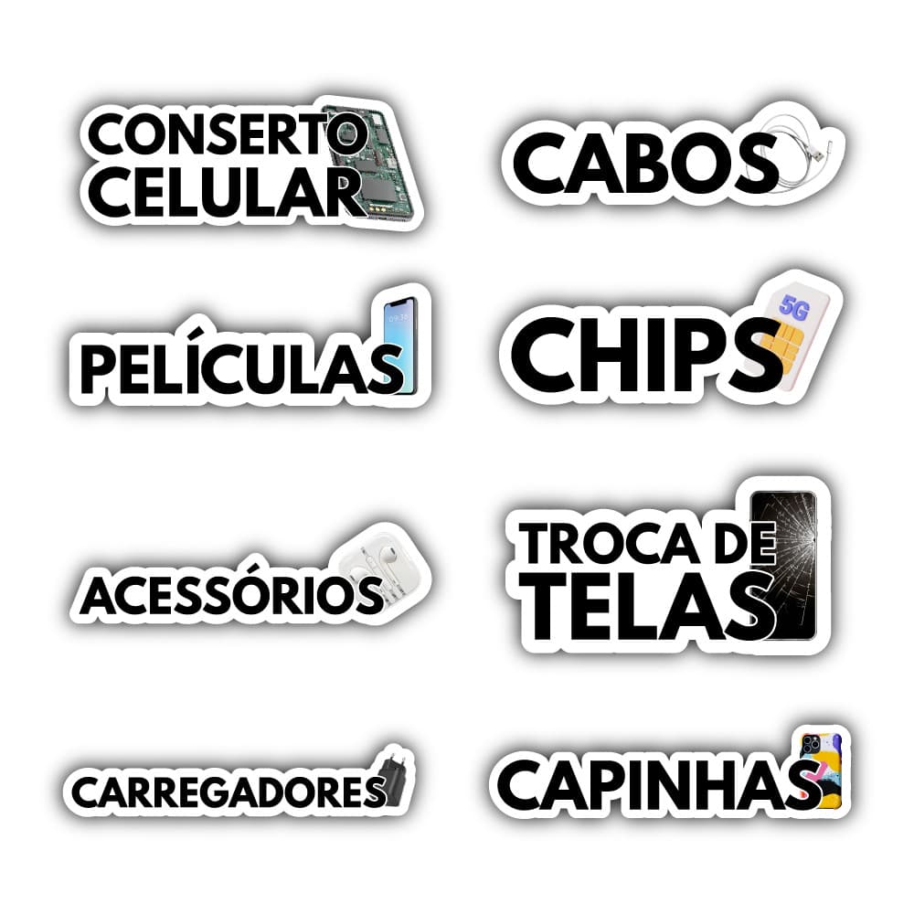 Kit Placa Quadro Branco Assistência Celular Kit com 8 Placas