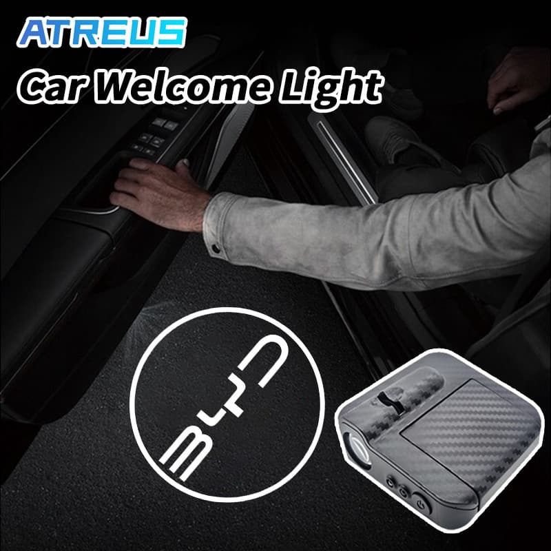 Para BYD LED Luz De Boas-Vindas Porta Fibra De Carbono Do Carro Projetor Lâmpada Luz Noturna Para Porta De Carro