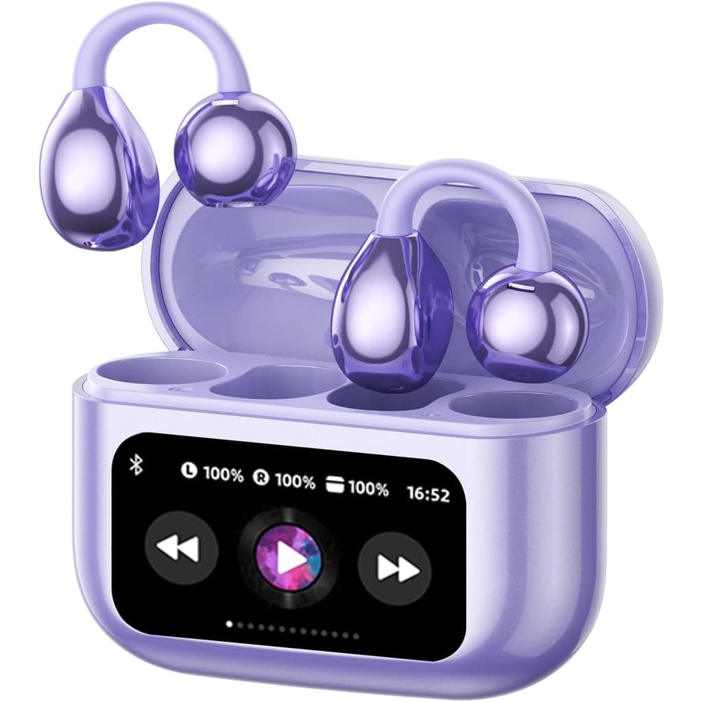 M100 Clip On Ear Headphones Fones De Ouvido Abertos Sem Fio Bluetooth 5.4 Earbuds Com Tela Sensível Ao Toque LCD Leve Co