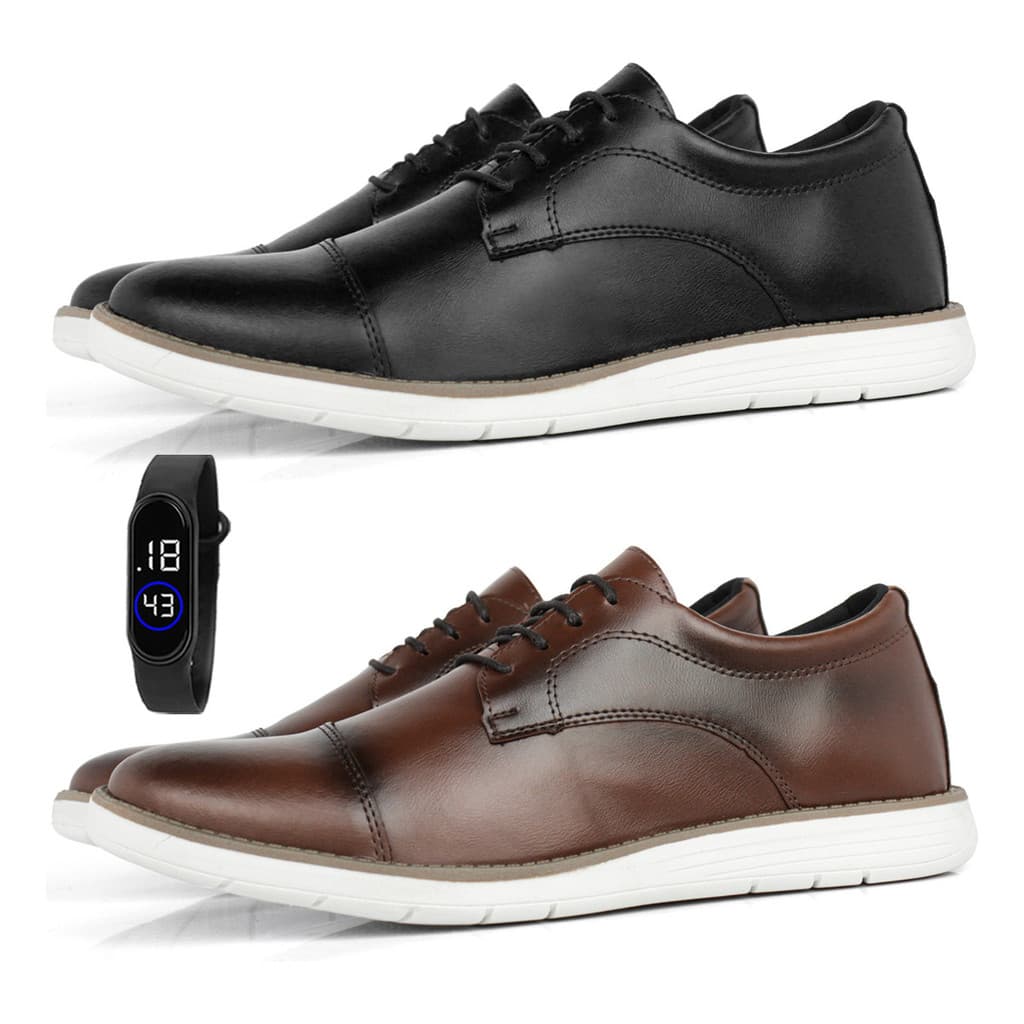 Kit Sapatos Sociais Oxford Elegante + Relógio