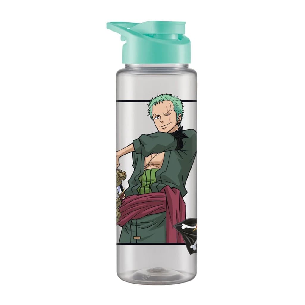 Garrafa Squeeze Sport Transparente One Piece Zoro 750ml com Tampa Prática