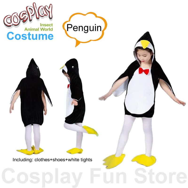 Fantasia de Pinguim para Crianças, Traje de Animais Marinhos para Apresentações de Palco, Macacão de Desenho Animado par
