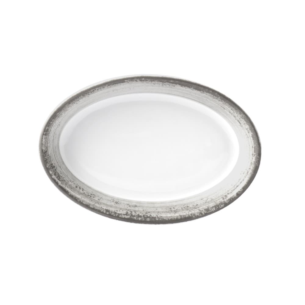 Travessa Rasa Oval 17cm Porcelana Schmidt - Dec. Esfera Cinza 2416