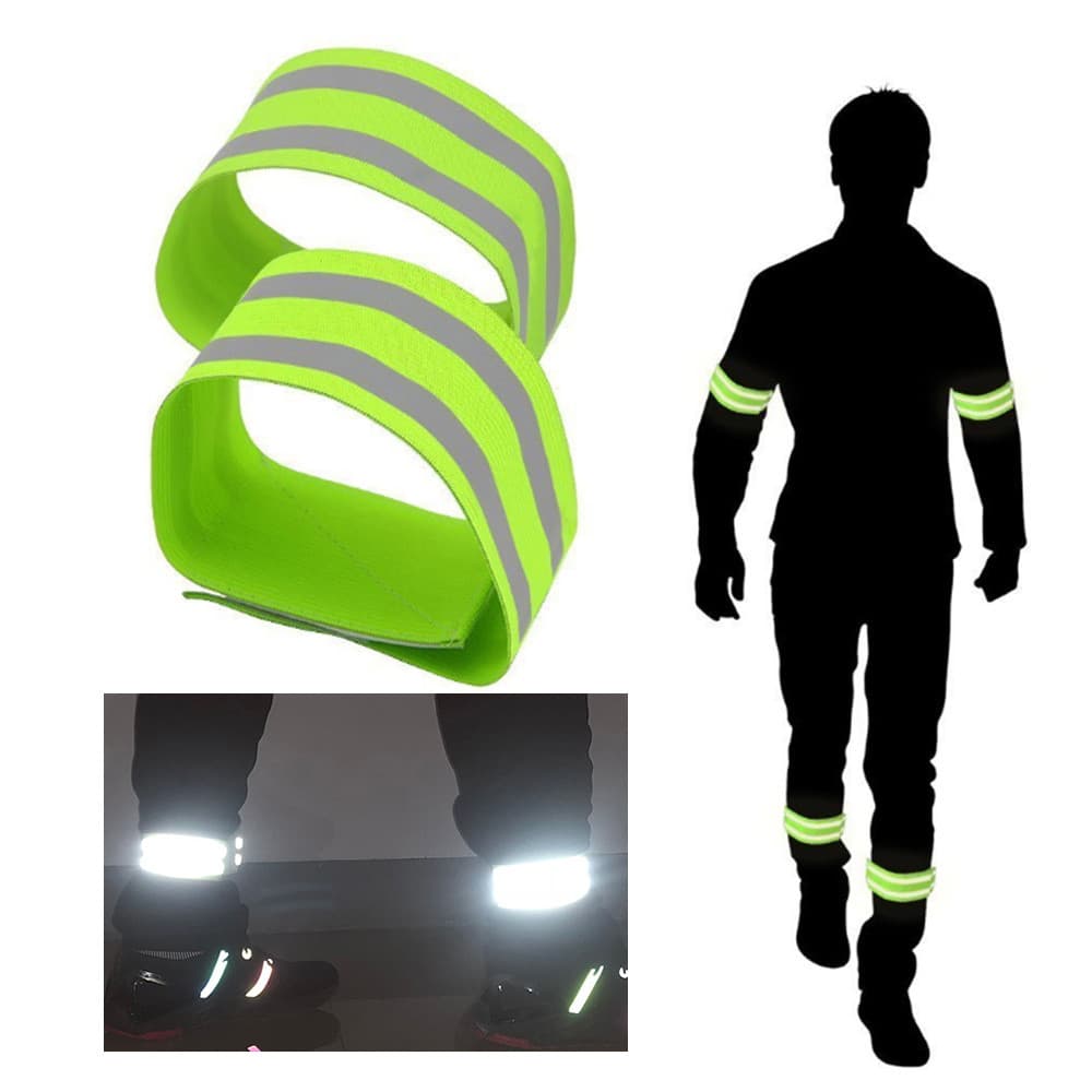 2pcs Cinto Reflexivo De Segurança De Alta Visibilidade Para Caminhada Noturna , Ciclismo E Corrida-Pulso , Braço , Torno